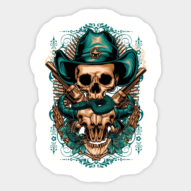 Cowboy Skull Sticker by FirmanHatibu123